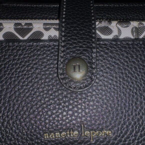 Nanette Lepore 2/1 Black Leather Snap Wallet with Card Holder Gold Hdware NWT - Picture 9 of 12